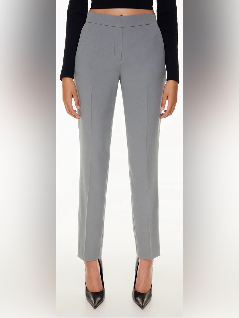 BABATON Conan Cropped Pant by Aritzia Light Gray Pleated Front Mid-Rise Trousers
